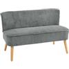 HOMCOM Divano a Due Posti Imbottito in Legno, Tessuto Effetto Velluto, Schiuma, 117 x 56,5 x 77 cm, Grigio
