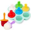 AIXMEET Stampi Per Gelato in Silicone, 7 Stampi Per Gelato Per Bambini, Stampi Per Yogurt Congelato o Bevande Alla Frutta Per Bambini, Senza BPA, Stampi Per Ghiaccioli Con 8 Bastoncini Riutilizzabili.