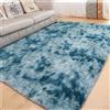 Treer Tappeto Salotto Moderno 200x230 Pelo Lungo, Tappeto Peloso Soggiorno Antiscivolo Tappeti Pelosi Camera da Letto Morbido e Soffice per Decorazione per la Casa (160 * 230cm,Blu Pavone)