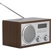 Linsar Radio nostalgica in legno, tuning digitale FM/DAB radio FM, connessione BT senza fili, altoparlante mono, AUX-IN, funzione cuffie, display LCD (marrone)