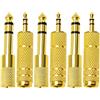 KUOQIY 6 Pezzi Adattatore per Cuffie, Audio Stereo Spina 6.35mm Maschio a 3.5mm Femmina e 3.5mm Maschio a 6.35mm Femmina, Adattatore Stereo HiFi per Cuffie, Microfono, Placcato Oro