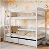 Kids Collective Letto a soppalco per bambini, letto a castello, letto per bambini | legno di pino massiccio, 2 cassetti, sicuro e funzionale | misure: 80x180, 90x190, 90x200 cm | 80x180 cm da 3 a 12 anni | bianco