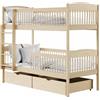 Kids Collective Letto a soppalco per bambini, letto a castello, letto per bambini | legno di pino massiccio, 2 cassetti, sicuro e funzionale | misure: 80x180, 90x190, 90x200 cm | 80x180 cm da 3 a 12 anni | natura