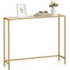 VASAGLE Consolle Ingresso, Tavolo Consolle, Piano in Vetro Temperato, Telaio Robusto e Stabile, Piedini Regolabili, per Soggiorno, Corridoio, Oro Pallido e Trasparente LGT132A01