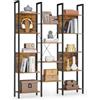 VASAGLE Libreria, Scaffale Portaoggetti, con 14 Ripiani, Struttura in Metallo, Soggiorno Studio Ufficio, Stile Industriale, 24 x 128 x 166 cm, Marrone Vintage e Nero Inchiostro LLS157K01