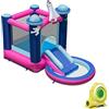 COSTWAY Castello Gonfiabile con Piscina, Casa Gonfiabile per Bambini con Borsa per il Trasporto e Paletti, Ideale per Interni ed Esterni per 3 Bambini di 3-10 Anni (Con soffiatore)