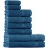 Tuiste Set Asciugamani Bagno Blu Petrolio, Hotel, Cotone, 2 Telo Doccia 70x140cm + 4 Asciugamani 50x90cm + 2 Asciugamani Ospiti 30x50cm, Asciugamani Bagno Viso e Bidet, Morbidi, Assorbenti