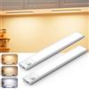 BKXCHA Luce LED Sottopensile Cucina Con Sensore Di Movimento, Ricaricabile Striscia LED A Batteria, Illuminazione LED Per Camera Da Letto, Armadietto - Luce Per Armadio, Scale, Pensile (22 cm, 2 pack)