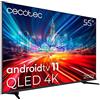 Cecotec TV QLED 55" Smart TV V1+ Serie Vqu11055+ S. 4K UHD, Android 11, Frameles Design, MEMC, Dolby Vision e Atmos, Subwofer, HDR10, Modello 2023