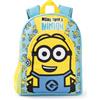Minions Dave Zaino da ragazzo | Zaino blu e giallo con cinghie regolabili | Borsa da scuola sportiva pratica e organizzata per la stampa All Over per bambini | Regalo di merchandising di film di serie