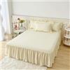 Highdi Gonna da Letto Gonna per Letto Singolo Matrimoniale Una Piazza e Mezza Copriletto con Volant Elasticizzata Antiscivolo Gonna Letto Coprimaterasso Lenzuolo (Beige,120x200cm)
