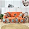 Meiju Mateju Copridivano Elasticizzato 1/2/3/4 Posti, Elastico all-Inclusive Copertura Panno Antiscivolo Divano Protector Ideale per Poltrone Stampa di Fiori (1 Posto 90-140 cm,Fiori d'arancio)