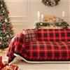 Highdi Telo Copridivano Stile Natalizio per 1 2 3 4 Posti, Copri Divano Decorativo Natalizie Salvadivano Multiuso Coperta per Divano Copriletto Morbido Comodo (180x130cm,Plaid Rosso)