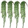 Tuelaly Pianta grassa da appendere, per amanti artificiali, realistiche, perle finte Senecio Rowleyanus, decorazione per casa e giardino, bassa manutenzione, lunga durata, 4 pezzi