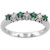 JEWELAB.it Anello Donna Veretta con Smeraldi e Diamanti Naturali 0,45 ct Complessivi in Oro Bianco 18 Carati, misura 15