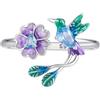 Qings Anello Uccello Fiore Argento Sterling 925 Carino Anello Animal Aperto Regolabile con Zircon Regali di Compleanno per Donne