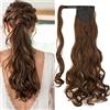 Gairyan Coda Capelli Extension Coda Finta Capelli Ricci Coda di Cavallo Extension Clip Wrap Ponytail Estensione Posticci Capelli Mossi Parrucchino Ondulati Lungo 24 - Marrone scuro & Auburn chiaro