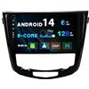 BXLIYER [6GB+128GB] Android 14 IPS Autoradio Per Nissan X-Trail Qashqai J11 Rouge(2014-2018) - Senza fili CarPlay/Android Auto - Camera + MIC - DAB Fast-boot Volante 360-Camera - 2 Din 10.1 Pollici