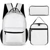 Treer Zaino per Bambini, 3 Pezzi Zaini Scuola Media Superiore Elementare con Pranzo Astuccioe e Astuccio Set Zainetti per Ragazze Ragazzo, Tinta Unita (Bianco,Set da 3 pezzi)