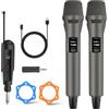 Aveek 2 Microfoni Wireless, Microfoni Karaoke con Ricevitore Ricaricabile USB-C, Microfono Portatile Professionale per Canto, Feste, Matrimoni, DJ, Chiesa - Suono Stabile fino a 30m, 10h di Autonomia