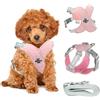 Locisne Corda di trazione rosa, per animali domestici di piccola e media taglia, tracolla regolabile, imbottitura in rete morbida traspirante, riflesso notturno, fibbia per prevenire lo scoppio, per