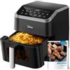 Midea Friggitrice Ad Aria 5L Cestello Vetro Trasparente e Luce, Tecnologia HeatXpress, 90% Meno Olio, 10 Programmi Di Cottura, Air Fryer Risparmio Energetico e Tempo, Fino a 3-5 Persone