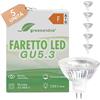 greenandco 5x MR16 GU5.3 | dimmerabile | sostituisce 28W | bianco caldo 2700K | IRC 90+ | 3W 250 lm | 38° | senza sfarfallio | COB LED spot | 12V AC/DC