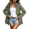 BIKETAFUWY Giacca di jeans a maniche lunghe da donna Giacca di jeans di mezza stagione Giacca di jeans da donna Giacca di jeans sahariana Giacca di jeans femminile Giacca di jeans femminile Giacca militare di