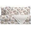Mahome Set Lenzuola Letto Matrimoniale 100% Cotone PERCALLE - Completo Letto Pregiato Cotone Morbido (Fiore Beige)