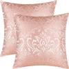 CaliTime Confezione da 2 federe per cuscini per divano, per la decorazione della casa, stile vintage damascato floreale brillante e contrasto opaco 45 x 45 cm, rosa polveroso