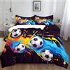 XCQHZYQ Copripiumino Singolo 150x200 cm Vernice Per Calcio Graffiti Nera Set di Biancheria da Letto per Bambini per Ragazzi e Ragazzi, Copripiumino 3 pezzi Copriletto Singolo con Cerniera
