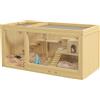 PawHut Gabbia per piccoli animali in legno, legno di abete, inclusa ciotola e bevitore, 100 x 50 x 50 cm, naturale