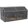 PawHut Gabbia per piccoli animali, per roditori, in legno di pino, 100 cm x 52 cm x 50 cm, Grigio