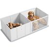 PawHut Cuccia per Cuccioli, con Materassino, Facile da Pulire, Legno, 166x80x50 cm, Bianco