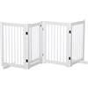 PawHut Recinzione per Cani 4 Pannelli, 204 x 75 cm Recinzione Pieghevole con Porta, Recinzione per Cani Autoportante con 2 Piedi di Supporto, Recinzione per Scale in Legno per Ingresso, Cucina, Scala, Bianco