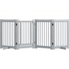 PawHut Cancelletto per Cani Autoportante, 4 Pannelli, Flessibile, Legno di Pino, 204L x 36P x 75H cm, Grigio Chiaro