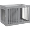 PawHut Gabbia per Cani Cuccia Trasporto Cani, 2 Porte, chiudibili, Grigio, 80 cm x 50 cm x 56,5 cm