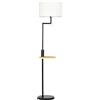 HOMCOM Lampada da Terra con Piano, Lampada Da Terra, Cordino di Trazione, E 27, 40 W, Bambù, Naturale + Nero