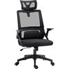 Vinsetto Sedia da Ufficio Sedia da Scrivania Sedia da Ufficio, regolabile in altezza, 1 poggiatesta, 58 x 61 x 119 cm. Nero