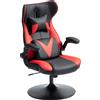 Vinsetto Sedia da Gaming con Funzione Oscillante, Sedia Girevole, Regolabile in Altezza, Seduta Imbottita, Metallo, 67 x 71 x 112 cm, Rosso
