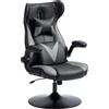 Vinsetto Sedia da gaming con funzione oscillante, sedia girevole, regolabile in altezza, seduta imbottita, in metallo, 67 x 71 x 112 cm, Grigio
