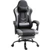 Vinsetto Sedia Gaming Ergonomica Ufficio Sedia da Scrivania, Sedia Girevole Regolabile in Altezza, Cuscino Lombare Regolabile con Poggiapiedi Nero 62x52x128 cm