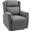 HOMCOM Poltrona Relax, Poltrona Imbottita Regolabile con Poggiapiedi, Inclinabile fino a 160°, Effetto Lino, Montaggio Veloce, Grigio Scuro