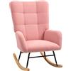 HOMCOM Poltrona dondolo, morbida copertura, imbottitura spessa, antiscivolo, Rosa