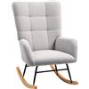 HOMCOM Poltrona dondolo, rivestimento peluche, imbottitura spessa, antiscivolo, Grigio Chiaro