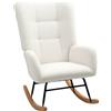 HOMCOM Poltrona a dondolo, rivestimento morbido, imbottitura spessa, antiscivolo, Bianco crema