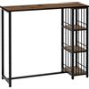 HOMCOM Tavolo da bar Tavolo alto Tavolo da cucina, design industriale, 3 ripiani, 120 x 40 x 105 cm; Nero + Marrone