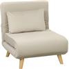 HOMCOM Poltrona Letto con Funzione Letto, Poltrona Relax Pieghevole in Velluto, Schienale Regolabile, portata fino a 120 kg, Beige