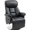 HOMCOM Poltrona Relax, Funzione Lettura, Ecopelle, Poggiapiedi, 150 kg, 78 x 80 x 109 cm, Nero