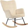 HOMCOM Sedia a Dondolo Vintage, Scocche Curve, Imbottitura Spessa, Legno di Faggio e Acciaio, Beige